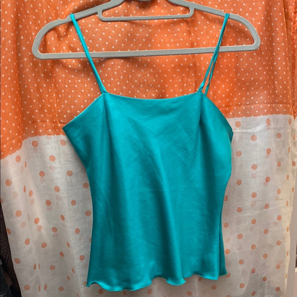 Teal lettuce Hem Spaghetti Strap Top